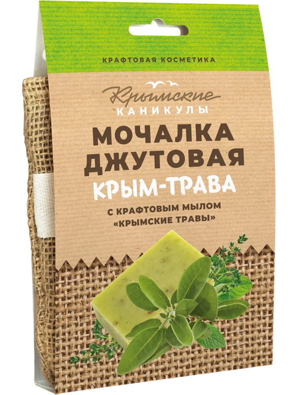 Мочалка джутовая с натуральным мылом Крымские травы, Роза Тавриды